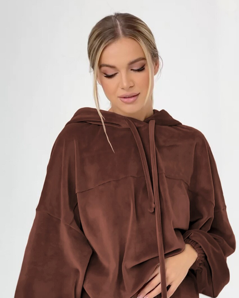 Fall Winter Hooded Long Sleeve Sweatshirt Trouser Two Piece Set CODE: KAR1769
