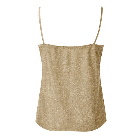 Glitter Strappy Sexy Sparkle Casual Sleeveless V Neck Top CODE: KAR1776