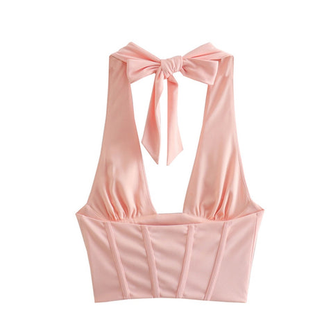 New Fashion Sexy Style Halter Short Retro V Neck Open Tank Top + Mini Skirt Set CODE: KAR1782
