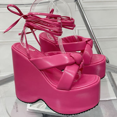New Wedges Lace up High Thick Bottom Platform Gladiator Sandal CODE: KAR1787