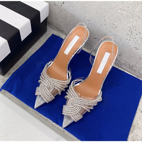Summer Fashion Transparent Rhinestone Slingbacks Thin High Heels CODE: KAR1788