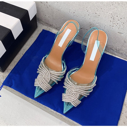 Summer Fashion Transparent Rhinestone Slingbacks Thin High Heels CODE: KAR1788