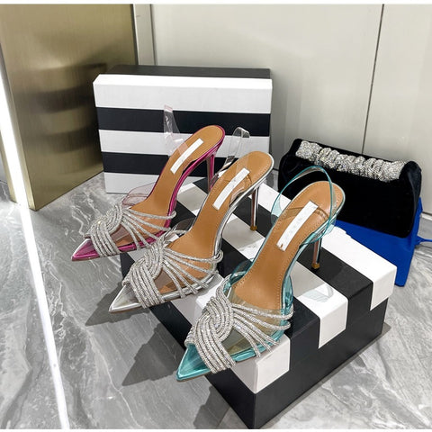 Summer Fashion Transparent Rhinestone Slingbacks Thin High Heels CODE: KAR1788