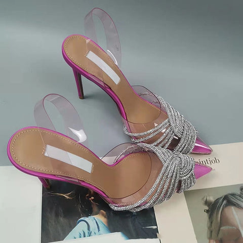 Summer Fashion Transparent Rhinestone Slingbacks Thin High Heels CODE: KAR1788