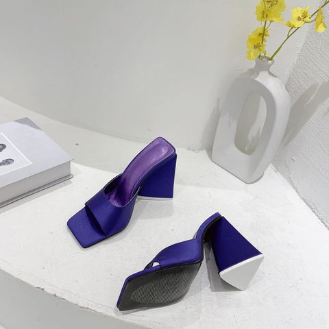 New Arrival Sexy Street Party Square Toe Silk Triangle Square Heels CODE: KAR1789