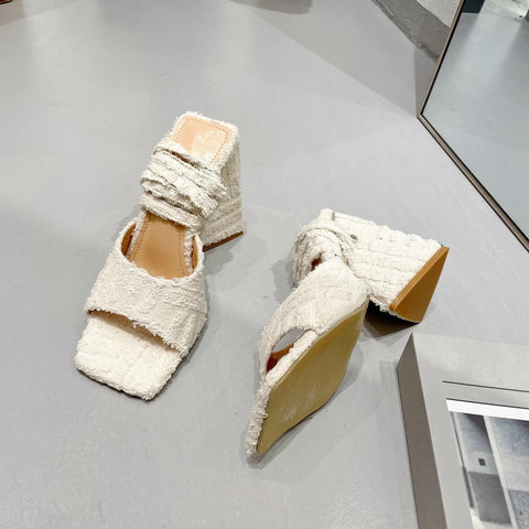 Summer Ankle Strap Square Toe High Heels CODE: KAR1792