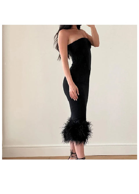 Sexy Strapless Bodycon Bandage Long Dress CODE: KAR1794