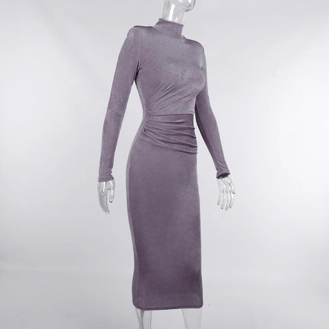 Autumn Solid Color Tight Long Sleeve High Neck Knit Bottoming Dress CODE: KAR1795