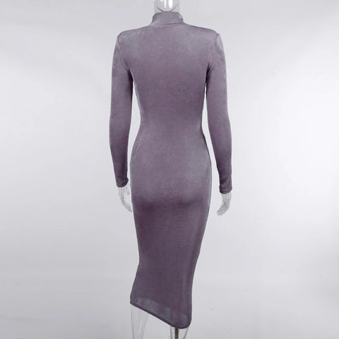 Autumn Solid Color Tight Long Sleeve High Neck Knit Bottoming Dress CODE: KAR1795