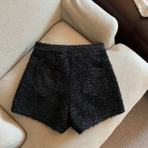 Autumn Winter Elegant High Waist Tweed Shorts CODE: KAR1802