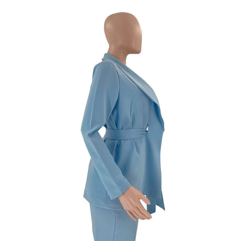 New Sashes Long Sleeve Blazer Tie Up Pants Two 2 Piece Set CODE: KAR1804