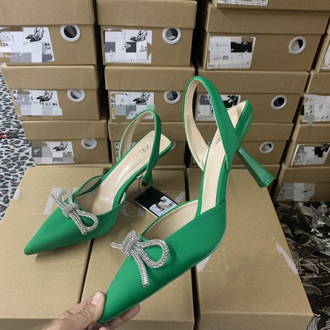 New Pointed Toe Shallow Nude Diamond Low Heel CODE: KAR1810