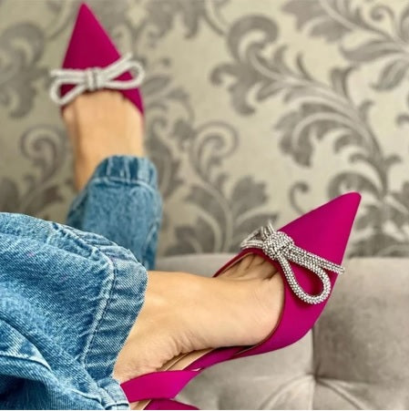 New Pointed Toe Shallow Nude Diamond Low Heel CODE: KAR1810