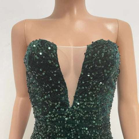 New Elegant Evening Sexy Plus Size Sequin Feather Wrap Dress CODE: KAR1811