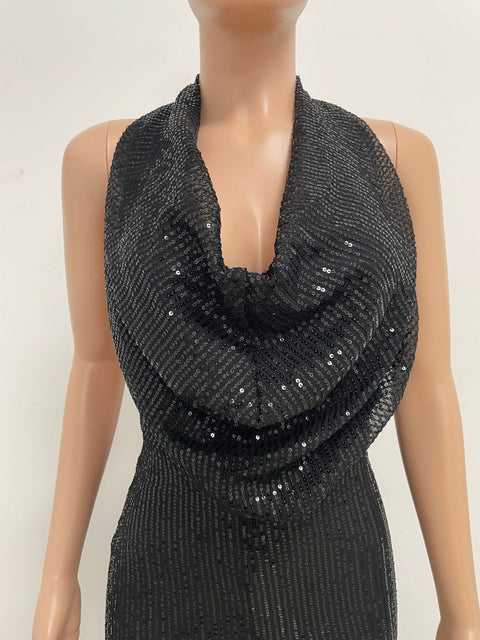 Autumn Newest Fashion Sexy Sleeveless Hanging Neck Open Back Sequin Playsuit Wide Leg Jumpsuit CODE: KAR1813