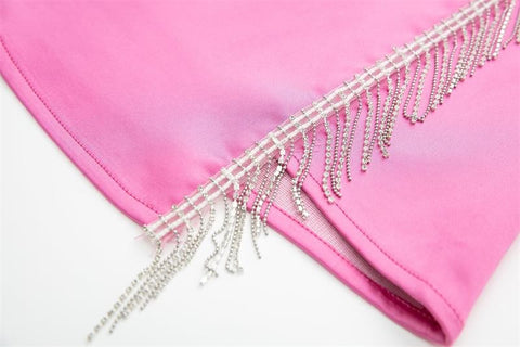 Sexy Tassel Solid High Waist Smocked Irregular Mini Skirt Casual CODE: KAR1818