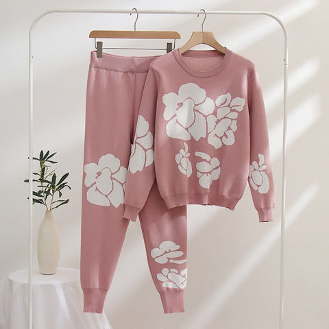 Autumn Winter New Long Sleeve Knitted Sweater Tops And Skinny Pants Two Piece Sets CODE: KAR1830