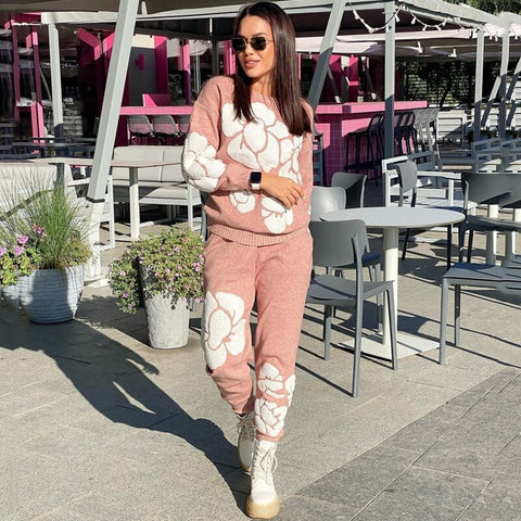 Autumn Winter New Long Sleeve Knitted Sweater Tops And Skinny Pants Two Piece Sets CODE: KAR1830
