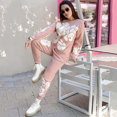 Autumn Winter New Long Sleeve Knitted Sweater Tops And Skinny Pants Two Piece Sets CODE: KAR1830
