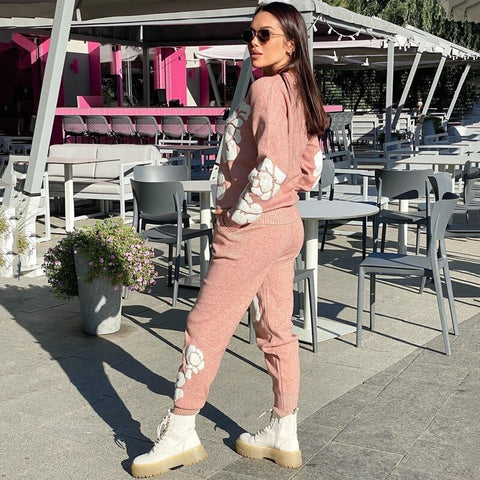 Autumn Winter New Long Sleeve Knitted Sweater Tops And Skinny Pants Two Piece Sets CODE: KAR1830