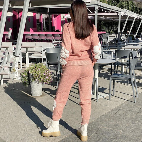 Autumn Winter New Long Sleeve Knitted Sweater Tops And Skinny Pants Two Piece Sets CODE: KAR1830