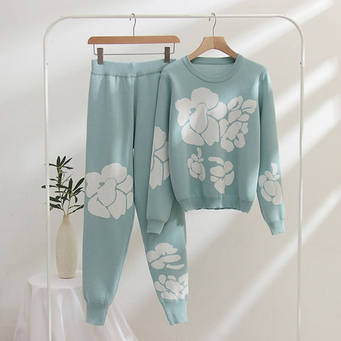 Autumn Winter New Long Sleeve Knitted Sweater Tops And Skinny Pants Two Piece Sets CODE: KAR1830