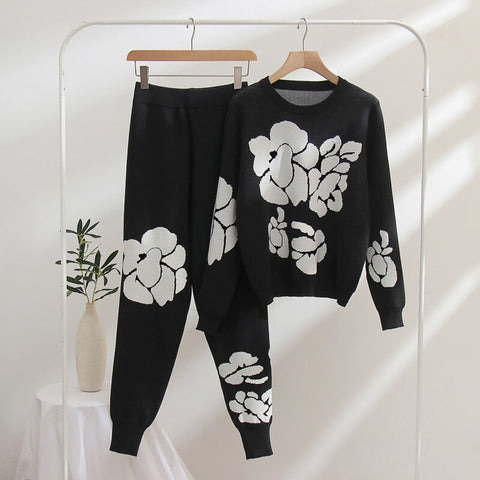 Autumn Winter New Long Sleeve Knitted Sweater Tops And Skinny Pants Two Piece Sets CODE: KAR1830