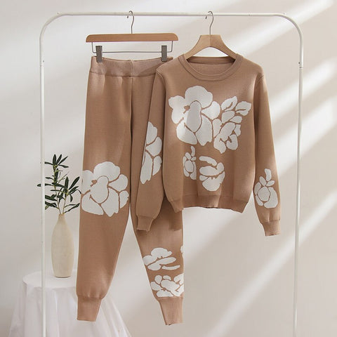 Autumn Winter New Long Sleeve Knitted Sweater Tops And Skinny Pants Two Piece Sets CODE: KAR1830
