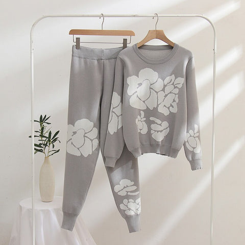 Autumn Winter New Long Sleeve Knitted Sweater Tops And Skinny Pants Two Piece Sets CODE: KAR1830