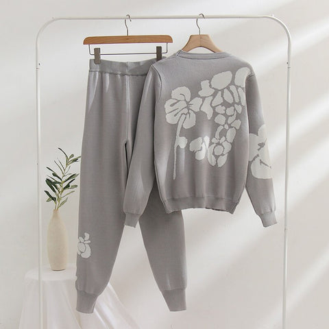 Autumn Winter New Long Sleeve Knitted Sweater Tops And Skinny Pants Two Piece Sets CODE: KAR1830