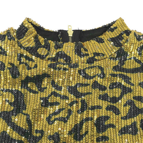 Autumn Leopard Feather Skinny Bead Dress CODE: KAR1833