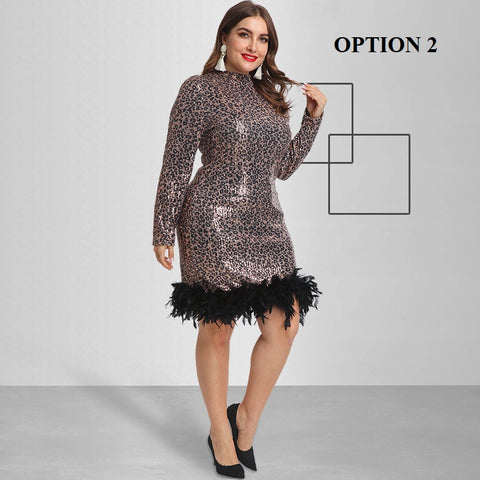 Autumn Leopard Feather Skinny Bead Dress CODE: KAR1833