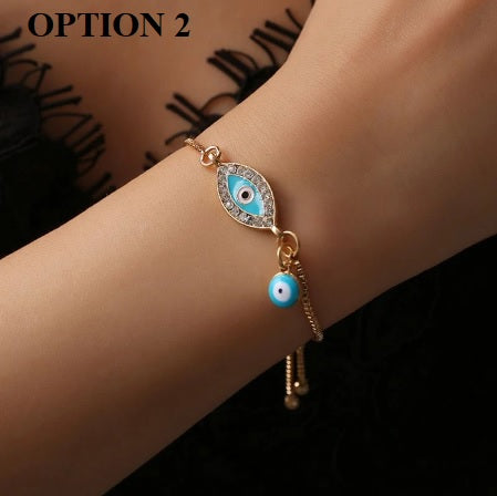 New Crystal Handmade Gold Chain Eye Bracelets CODE: KAR1842