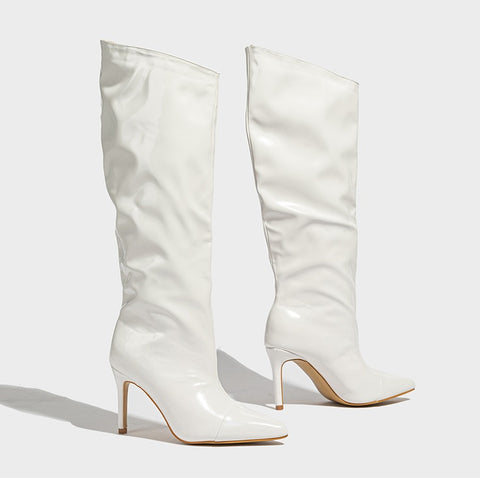 New Mid-Calf Pointed Toe Slip-On Super High Thin Heel Modern Boots CODE: KAR1845
