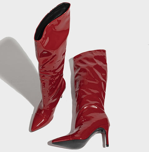 New Mid-Calf Pointed Toe Slip-On Super High Thin Heel Modern Boots CODE: KAR1845