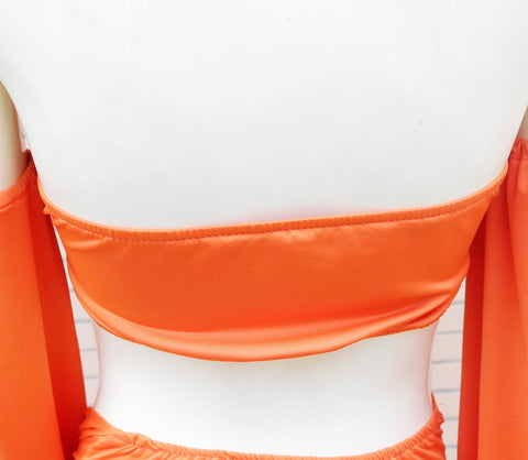 Summer Solid Color Street Sweet Design Lantern Sleeve Tube Top Hollow Asymmetric DressCODE: KAR1848
