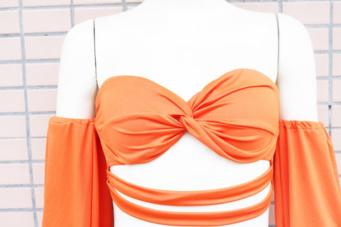 Summer Solid Color Street Sweet Design Lantern Sleeve Tube Top Hollow Asymmetric DressCODE: KAR1848