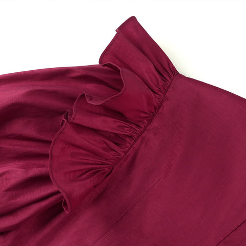 New Elegant Ruffle Patchwork Long Sleeve O Neck Midi Dress CODE: KAR1851