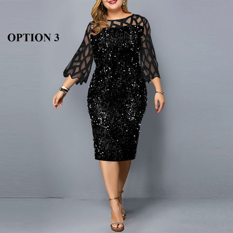 Summer Autumn Lace Mesh Sexy Elegant Midi Party Dress Loose Big Size Dress CODE: KAR1852
