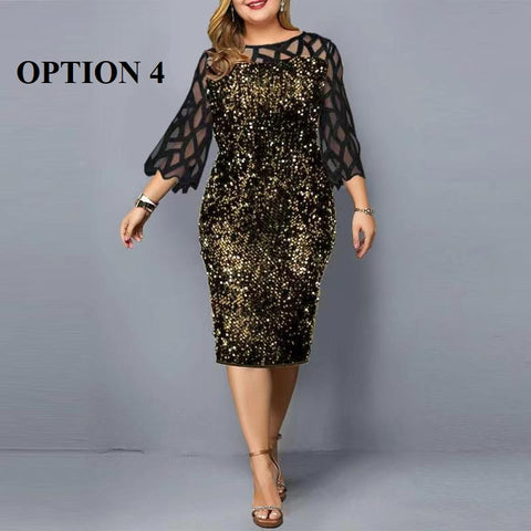 Summer Autumn Lace Mesh Sexy Elegant Midi Party Dress Loose Big Size Dress CODE: KAR1852