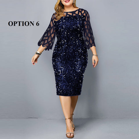 Summer Autumn Lace Mesh Sexy Elegant Midi Party Dress Loose Big Size Dress CODE: KAR1852