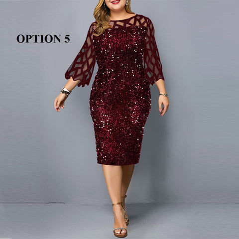 Summer Autumn Lace Mesh Sexy Elegant Midi Party Dress Loose Big Size Dress CODE: KAR1852