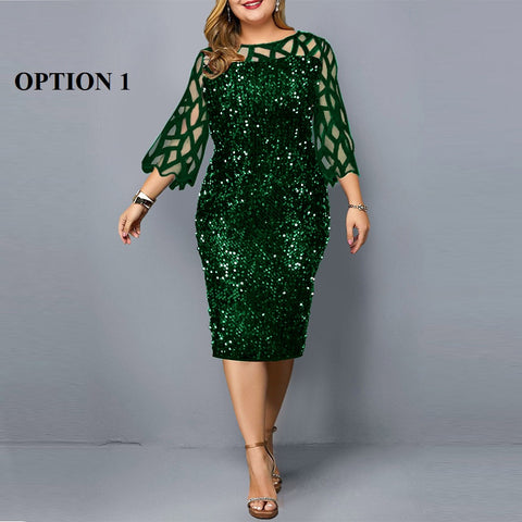 Summer Autumn Lace Mesh Sexy Elegant Midi Party Dress Loose Big Size Dress CODE: KAR1852