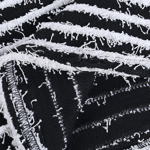 New Black and White Striped Knitted Flare Backless Jumpsuit CODE: KAR1859