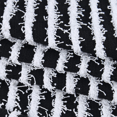 New Black and White Striped Knitted Flare Backless Jumpsuit CODE: KAR1859