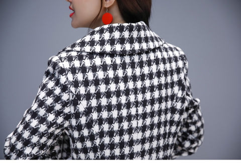 Autumn and winter fashionable houndstooth plaid Large size long coat CODE: KAR1871