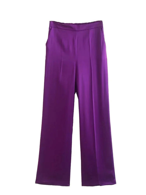 Autumn Fashion Satin Tied Blazer Pant Two Piece Set CODE: KAR1876