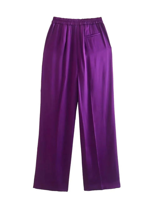 Autumn Fashion Satin Tied Blazer Pant Two Piece Set CODE: KAR1876