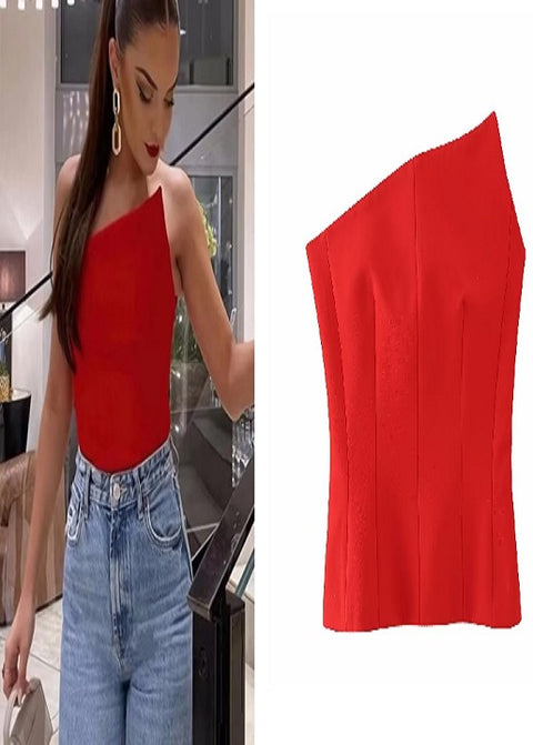 New Fashion Asymmetric tight underwear Backless sleeveless style Tank Tops CODE: KAR1881