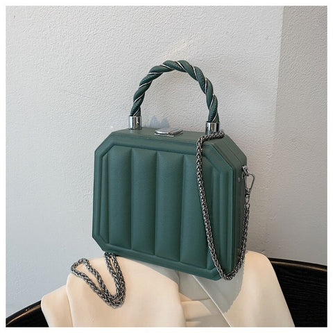 New Fashion Chain Mini Totes Striped Box Shape Purses CODE: KAR1885